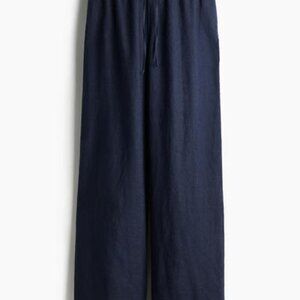 H&M Linen Drawstring Pants - Women - Navy - XL